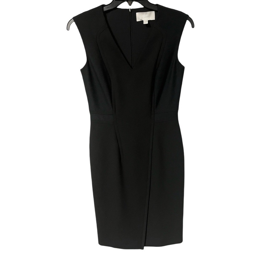 BOSS Hugo Boss Dadama Black Sleeveless Sheath Dress Size 4 Textured Panels‎